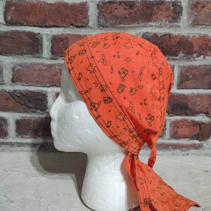 Bright Orange Halloween Durag Motorcycle Chemo Headwrap Hat