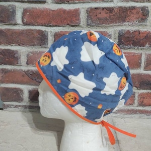 Halloween ghosts and pumpkins surgical hat Scrub cap Unisex Adjustable Dentist Nurse Vet Tech Doctor