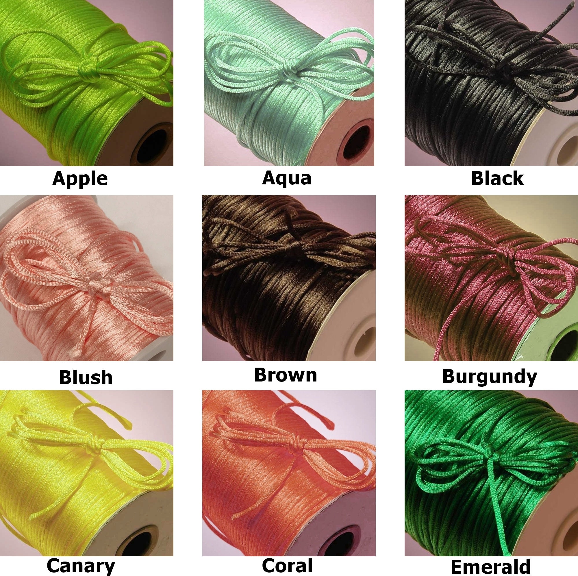 Simplicity Rattail Trim 2mm X 100 Yard Rattail Satin Polyester Trim Cord Chinese Knot Art ...