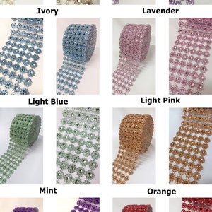 4&quot; X 10 Yards (30 Feet) Flower Diamond Mesh Faux Rhinestone Ribbon Wrap for Wedding, Party, and Events Decoration