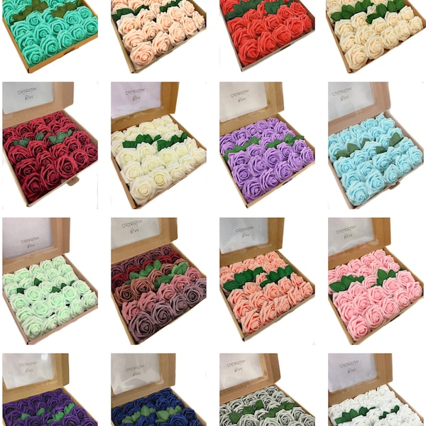 Artificial Flowers 25pcs Rose Latex Foam with Stem Wedding Bouquets Centerpieces Bridal Shower Party Decoration