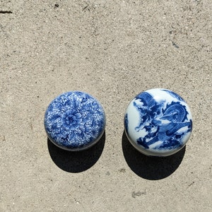 Two Blue and White Ink Boxes/ Chinese Porcelain/ Chinese Antique/ Qing Dynasty