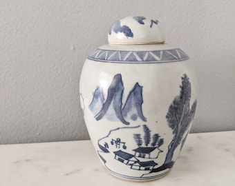 An Old Blue and White Landscape Jar/ Chinese Antique