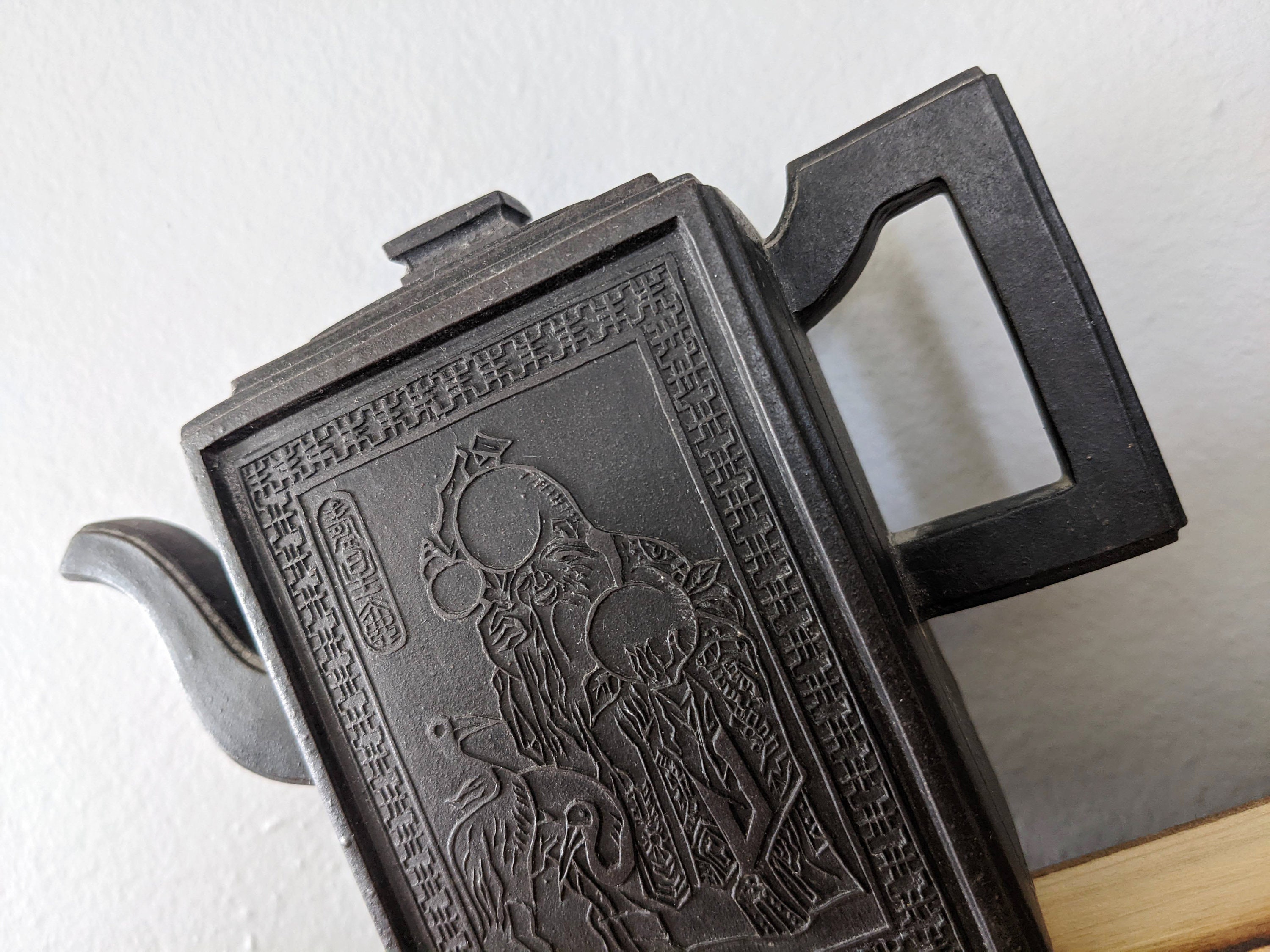 A Rectangular Teapot With Shoulao and Crane/ Chinese Antique/ Teapot ...