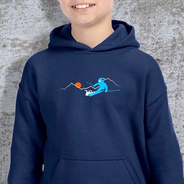 Youth Ski Hoodie, Boys Hooded Sweatshirt, Girls Hoodie, Gift for Skier, Gift for Kids, Kids Hoodie, Gift for Girl, Gift for Boy, Kids Gift