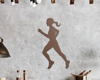Girl Running Metal Wall Art, Gift for Runner, Outdoor Metal Sign, Runners Gift, Home Decor, Trail Running Sign, Indoor Sign, Wall Hanging