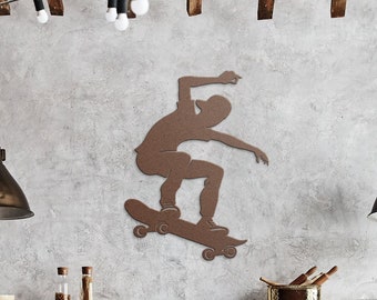 Skateboarder Metal Wall Art, Gift for Skateboarder, Boy Skateboarding, Skater Gift, Outdoor Sign, Boys Bedroom Art, Skateboard Design,Skater