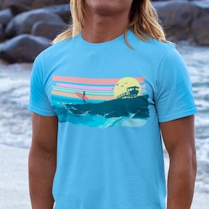 Surfer At Sunset Short-Sleeve Unisex T-Shirt, Surfer Shirt, Surfing Shirt, Beach Shirt, Gift for Surfer, Love to Surf, Best Surfer Shirt