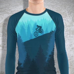 Mountain Biker Top, Long Sleeve Top, Moisture Wicking Top, MTB Rash Guard, Men Blouse, Cycling Top, MTB Shirt, Spandex Shirt, Biking Jersey