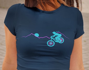 Women's Mountain Bike Shirt, Ladies Mountain Bike Shirt, MTB Shirt, Girl Riding Bike, Ladies Cycling Tee, Biking Shirt, MTB Graphic