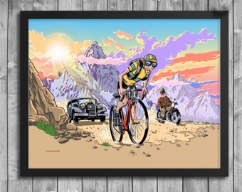 Vintage Tour De France Framed Poster, Retro Wall Art, Home Decor, Cycling Gift, Art Print, Bike Print, Gift for Him, Present for Cyclist
