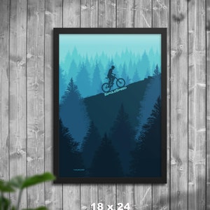 Single Speed Mountain Biker in Forest Poster, Mountain Bike Wall Art, Home Decor, Mountain Bike Gift, Art Print, Gift for Biker, Cyclist