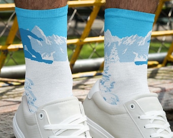 Snowboarder Socks, Gift for Boarder, Stocking Stuffer for Snowboarder, Snow Sport, Ski Design, Ski Clothes, Snow Clothes, Comfy, Crew Socks
