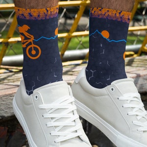 Mens Mountain Bike Socks, Riding Socks, Gift for Mountain Biker, Stocking Stuffer, Cycling Socks, Recycled, Sustainable, Soft, Fun Socks