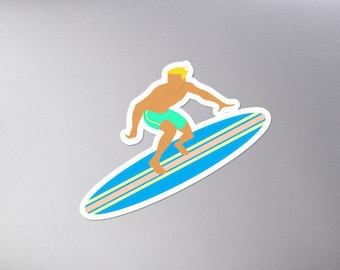Surfing Sticker, Surfer Sticker, Gift for Surfer, Surfboard Decal, Laptop Sticker, Vinyl Sticker, Stocking Stuffer, Bumper Sticker