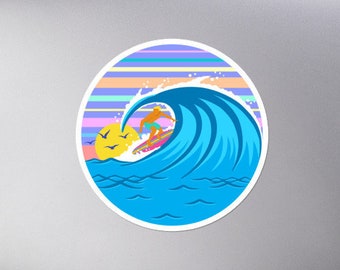 Surfing Sticker, Surfer Sticker, Gift for Surfer, Surfboard Decal, Laptop Sticker, Vinyl Sticker, Stocking Stuffer, Bumper Sticker