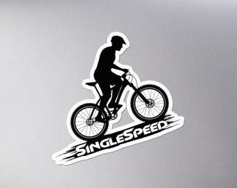 Singlespeed Bike Sticker, Mountain Bike Sticker, Laptop Sticker, Truck Sticker, Gift For Him, MTB Sticker, Bike Decal, Cycling Sticker