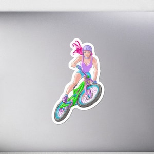 Autocollant de coupe de vélo de montagne de fille, autocollant d’ordinateur portatif, autocollant de VTT de fille, autocollant de planificateur de vélo, cadeau de vélo de montagne, autocollant de vélo, autocollant de vélo