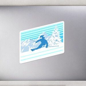 Skiing Sticker, Laptop Sticker, Ski Sticker, Vinyl Sticker, Gift for Skier, Snow Sports Sticker, Ski Lover Gift, Scrapbooking Sticker, Craft