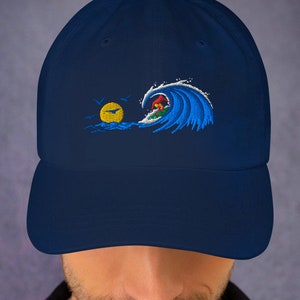 Surfer Riding Wave Dad Hat, Surfer Hat, Surfing Cap, Surfing Design, Beach Hat, Surfer Love, Gift For Surfer, Surfing Baseball Hat