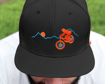 Mountain Biker Hat, Bike Hat, Hat With Bike, Downhill Bike Hat, MTB Hat, MTB Embroidered Hat, Mountain Bike Gift, Enduro Hat, Bike Lover