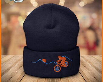 Fat Tire Mountain Bike Flexfit Fitted Hat Cream on Charcoal