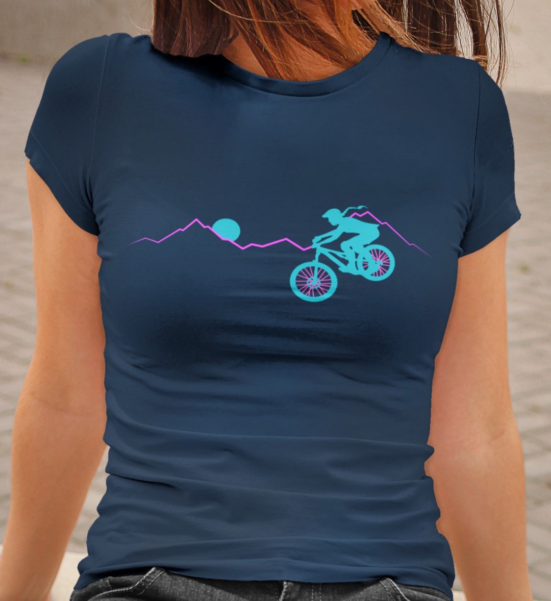 Women's Mountain Bike Shirt, Ladies Mountain Bike Shirt, MTB Shirt, Girl Riding Bike, Ladies