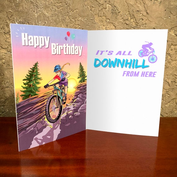 Mountain Biker Birthday Card, Mountain Bike, Dad Card, Daddy Card, Grandad Card, Grandfather Card, Bicycle Card, Cycling Card Hill Climb Son
