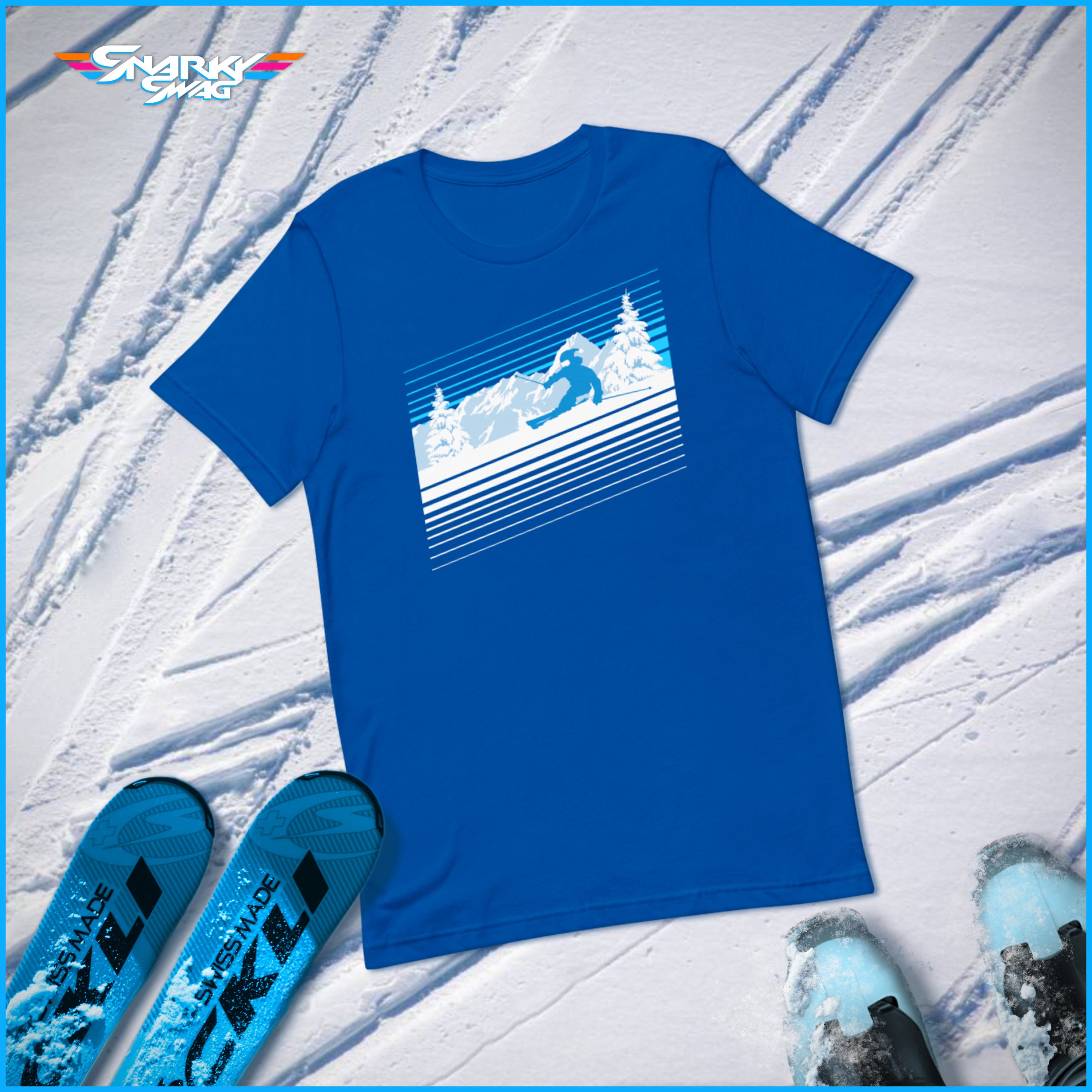 POFULL Kosmetiktasche Mit Ski-Motiv – Aus Baumwollleinen, 23,4x17,3 Cm, Perfekt Für Wintersport-Fans