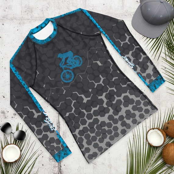 Mountain Biker Rash Guard met lange mouw MTB shirt mountainbike shirt fietsshirt MTB atletisch shirt spandex shirt gepersonaliseerd cadeau Etsy Nederland
