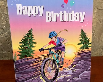 Birthday Card, Biker Birthday Card, It's All Downhill From Here