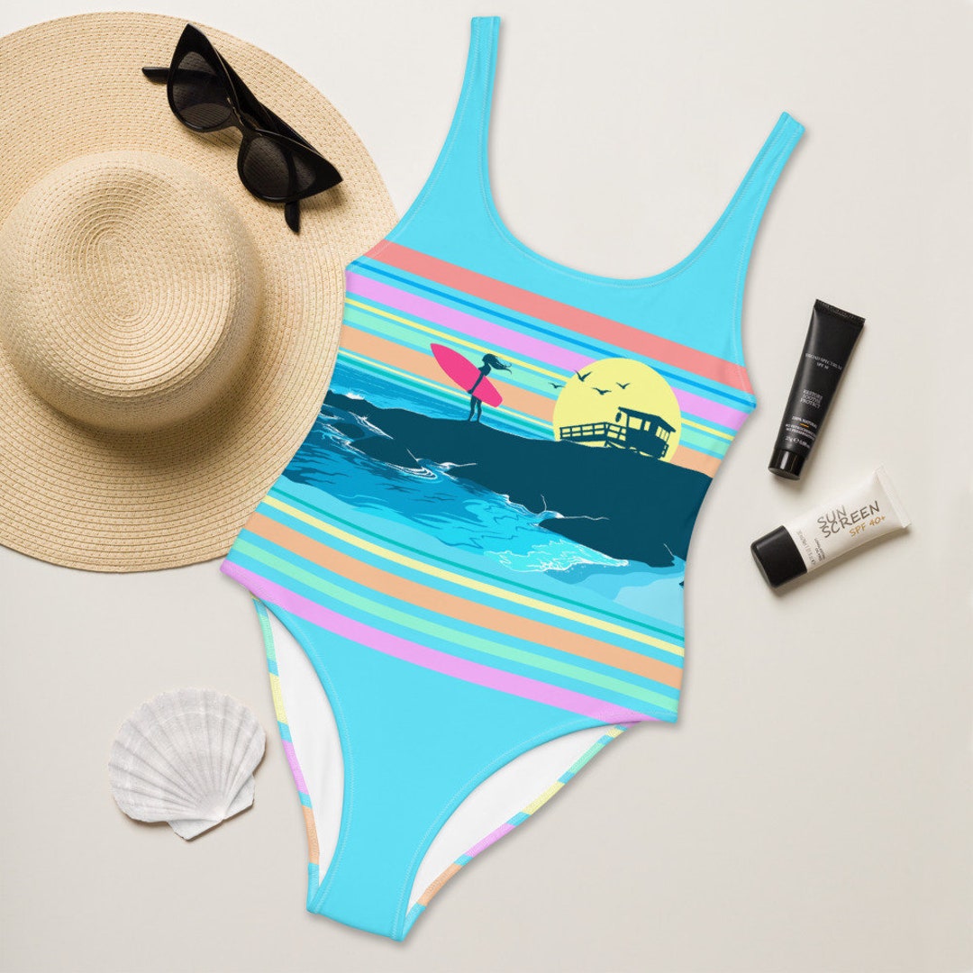 Surfer Onepiece Swimsuit Surfing Swimsuit Swimsuit for Etsy