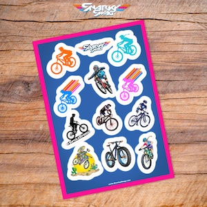 Mountain Bike Sticker Sheet, MTB Stickers, Truck Sticker, Computer Sticker, Sticker Pack, Bumper Sticker, Vinyl Sticker, Phone Sticker, Mug