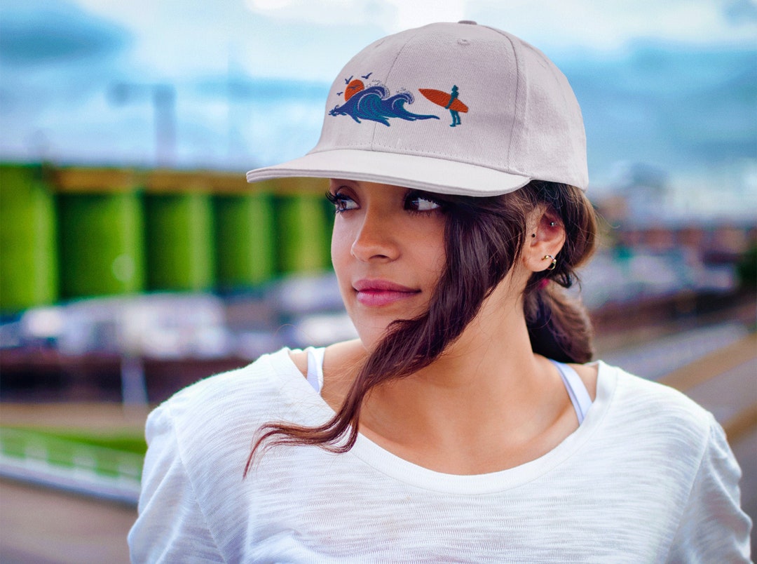 Surfer Cap Surfer Watching Waves Flat Bill Hat, Surfer Hat, Surfing Cap, Surfing ...