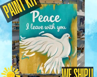Peace Dove Paint Kit – Pre-Drawn Canvas | DIY Paint Kit for All Ages | Easy At-Home Activity | Art Gift