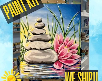 Serene Spot Paint Kit – Pre-Drawn Canvas | DIY Paint Kit for All Ages | Easy At-Home Activity | Art Gift