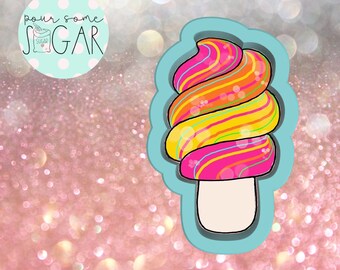 Lollipop Sucker with a Bow Cookie or Fondant Cutter with built-in impressions