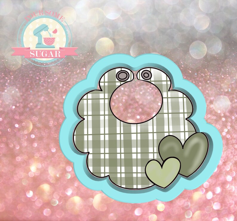 Bib with Hearts Cookie Cutter or Fondant Cutter