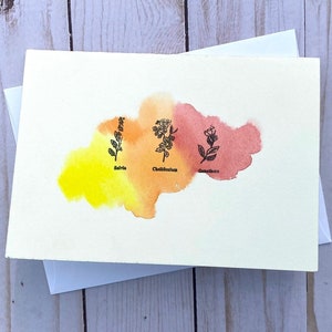 Carte de vœux faite à la main Aquarelle florale peinte à la main