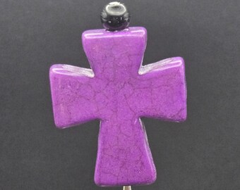 Stopper Topper Purple Cross, Handmade Stainless Steel Fine Tip Glue Pin, Glue Bottle Jewelry, Hand Made in USA, International Availability