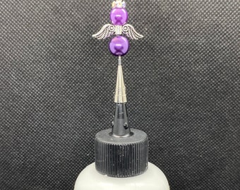 Angel Stopper Topper, Handmade Stainless Steel Glue Pin fine tip glue bottle.