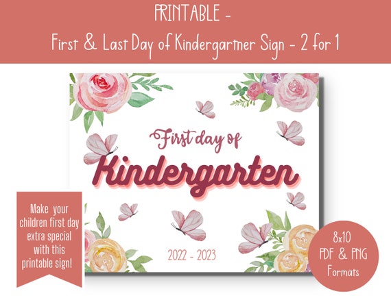 First Day of Kindergarten Printable Sign School Sign for - Etsy