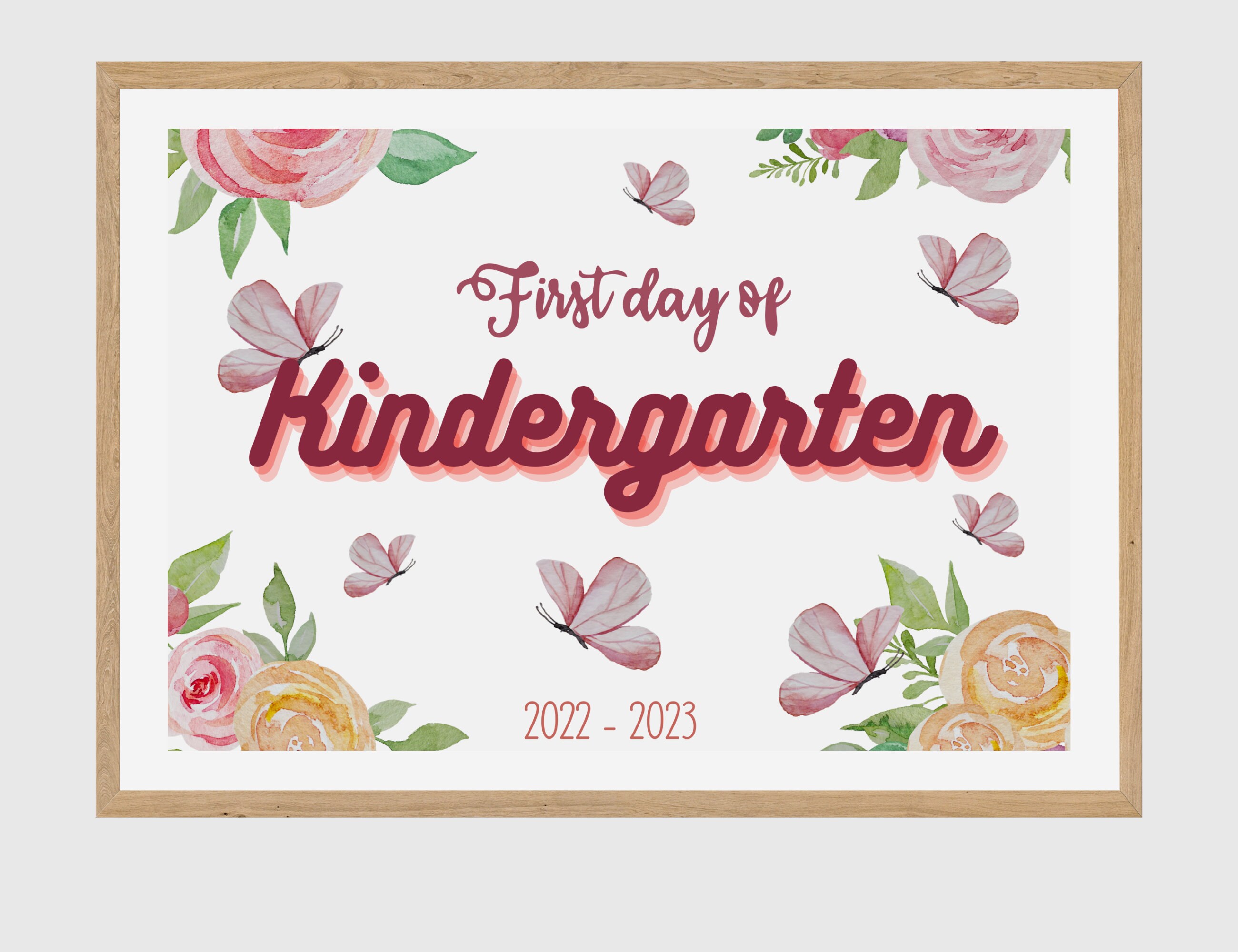 First Day of Kindergarten Printable Sign, School Sign for First and ...