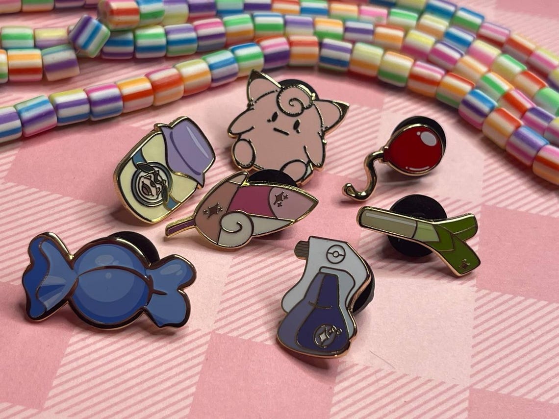 Poke Pin Pattern Parit Poke Item Mini Enamel Pins - Etsy