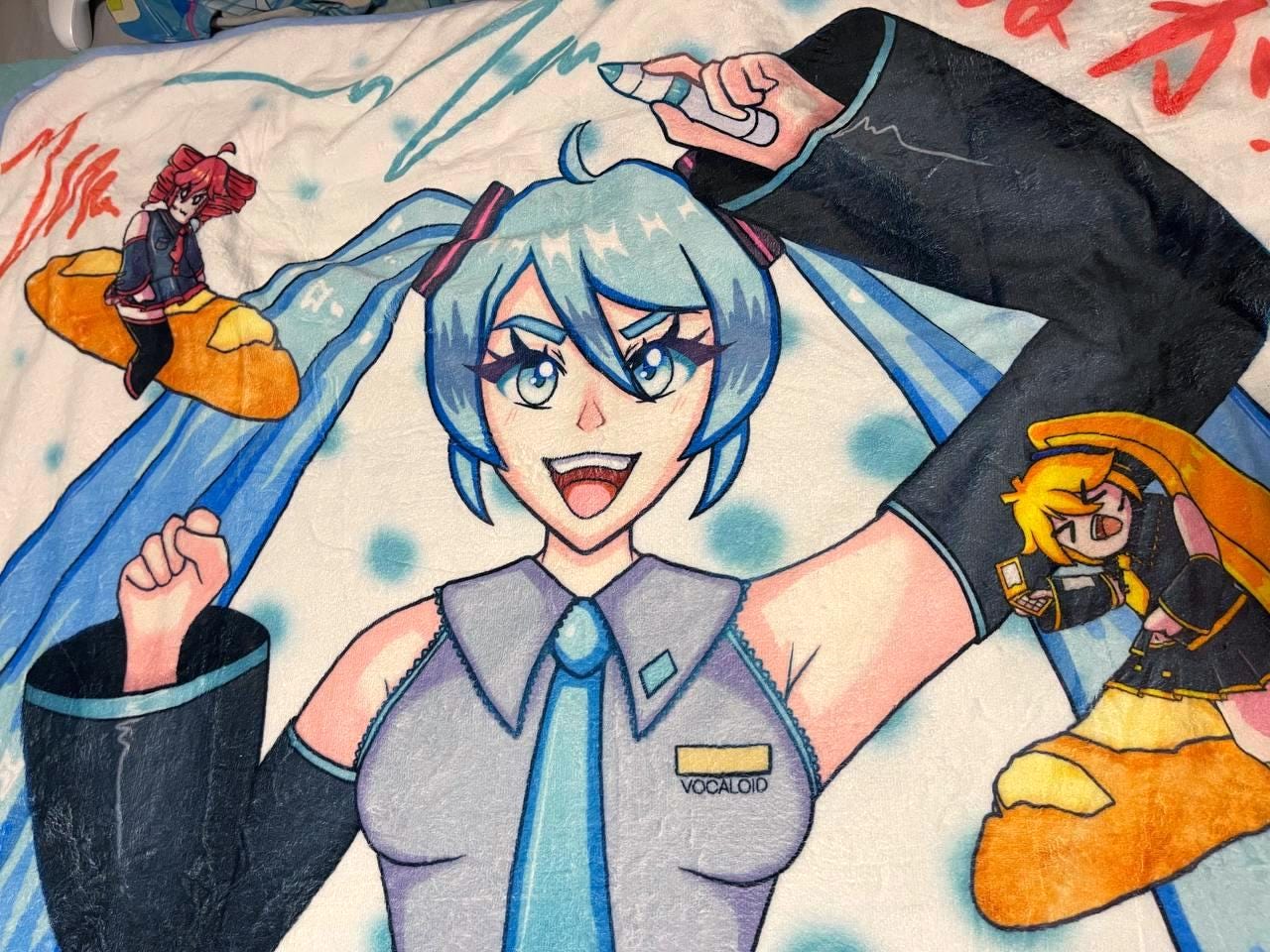 Hatsune Miku Triple Baka Plush Blanket | Featuring Kasane Teto and