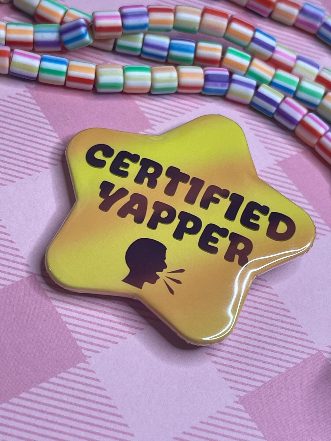 Yapper Sign Certified Yapper Star Pinback Button - Etsy