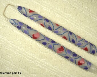 Be my Valentine beeswax motif taper candles ( three different pairs)