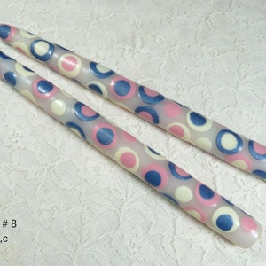 Designer taper candles, Retro circles, Wachsplatten motifs (several color combinations)
