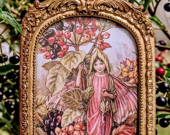 Vintage 1998 Flower Fairy Book Page Print | Cicely Mary Wayfaring Tree Flower Fairies Art