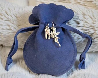 Tooth Fairy Keepsake Bag | Personalised Velvet Tooth Fairy Pouch with Charm